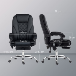 Vinsetto Massage Office Chair, Heated Reclining Computer Chair with Adjustable Height and Footrest, Black - thumbnail 3