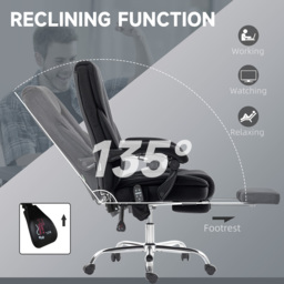 Vinsetto Massage Office Chair, Heated Reclining Computer Chair with Adjustable Height and Footrest, Black - thumbnail 6