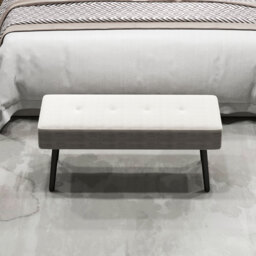 HOMCOM End of Bed Bench, Corduroy Bedroom Bench with Thick Padding and Steel Legs, Tufted Window Seat for Entryway, Living Room, Cream White - thumbnail 8