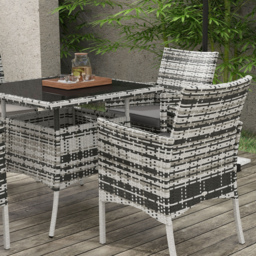 Outsunny Outdoor Dining Set 5 Pieces Patio Conservatory with Tempered Glass Tabletop, 4 Dining Armchairs - Grey - thumbnail 7