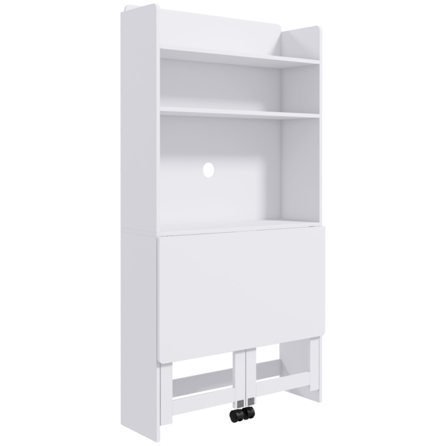 HOMCOM Foldable Desktop, Computer Desk with Storage Shelves, 80 x 69 x 155 cm, White - image 1