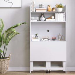 HOMCOM Foldable Desktop, Computer Desk with Storage Shelves, 80 x 69 x 155 cm, White - thumbnail 9