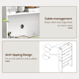 HOMCOM Foldable Desktop, Computer Desk with Storage Shelves, 80 x 69 x 155 cm, White - thumbnail 7