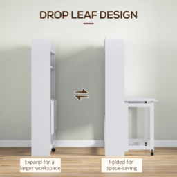 HOMCOM Foldable Desktop, Computer Desk with Storage Shelves, 80 x 69 x 155 cm, White - thumbnail 4