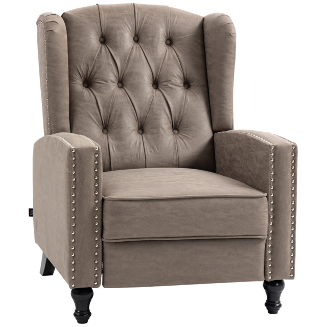 HOMCOM Chesterfield-Style Reclining Armchair - Brown - image 1