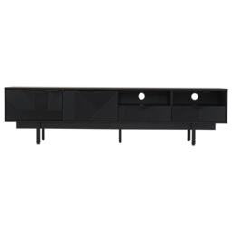 Modern Bohemian TV Cabinet with Sturdy and Durable Construction, Geometric Lines TV Stand for Living Room, 200L x 40W x 51H cm, Black - Aosom UK - thumbnail 2