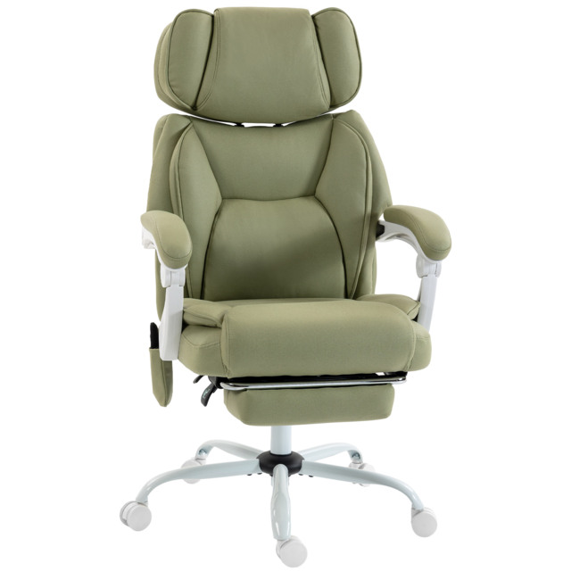 HOMCOM High Back Vibration Massage Office Chair Heated Reclining Computer Chair w/ Adjustable Height, Swivel Wheels, Lime Green - image 1