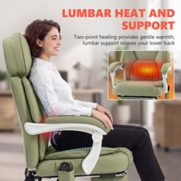 HOMCOM High Back Vibration Massage Office Chair Heated Reclining Computer Chair w/ Adjustable Height, Swivel Wheels, Lime Green - thumbnail 5