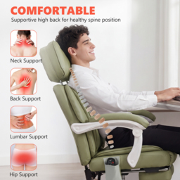 HOMCOM High Back Vibration Massage Office Chair Heated Reclining Computer Chair w/ Adjustable Height, Swivel Wheels, Lime Green - thumbnail 6