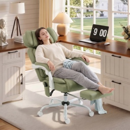 HOMCOM High Back Vibration Massage Office Chair Heated Reclining Computer Chair w/ Adjustable Height, Swivel Wheels, Lime Green - thumbnail 8