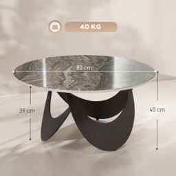 HOMCOM Coffee Table Sintered Stone Top Adjustable Foot Pads Modern centre Table for Living Room Brown and Black - thumbnail 3