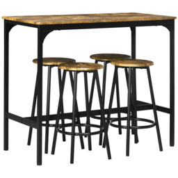 HOMCOM Five-Piece Industrial-Style Bar Table Set - Brown/Black - Aosom UK