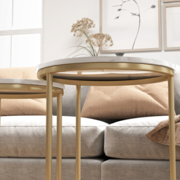 HOMCOM Set of Two Marble-Effect Nest of Tables - White/Gold-Tone - thumbnail 9