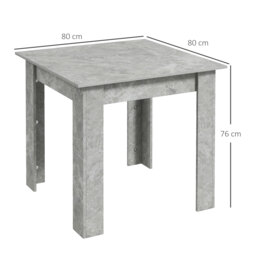HOMCOM Square Dining Table, Modern Small Dining Table with Faux Cement Effect, Space Saving, Non-slip Foot Pads, Cement Grey - thumbnail 3