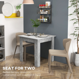 HOMCOM Square Dining Table, Modern Small Dining Table with Faux Cement Effect, Space Saving, Non-slip Foot Pads, Cement Grey - thumbnail 4