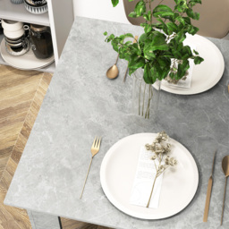 HOMCOM Square Dining Table, Modern Small Dining Table with Faux Cement Effect, Space Saving, Non-slip Foot Pads, Cement Grey - thumbnail 9