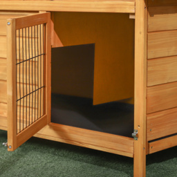 PawHut Wooden Rabbit Hutch Outdoor, Guinea Pig Hutch, Detachable Rabbit Cage w/Openable Run & Roof Lockable Door Slide-out Tray Golden Red - thumbnail 8