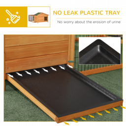 PawHut Wooden Rabbit Hutch Outdoor, Guinea Pig Hutch, Detachable Rabbit Cage w/Openable Run & Roof Lockable Door Slide-out Tray Golden Red - thumbnail 6