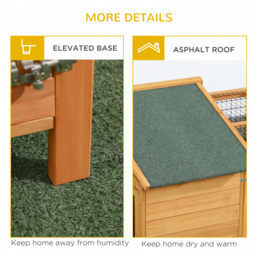 PawHut Wooden Rabbit Hutch Outdoor, Guinea Pig Hutch, Detachable Rabbit Cage w/Openable Run & Roof Lockable Door Slide-out Tray Golden Red - thumbnail 7