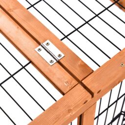 PawHut Wooden Rabbit Hutch Outdoor, Guinea Pig Hutch, Detachable Rabbit Cage w/Openable Run & Roof Lockable Door Slide-out Tray Golden Red - thumbnail 8