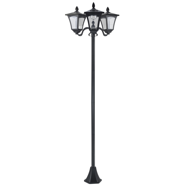 Outsunny 3-Solar Powered Lamp Post, IP44, 51.5Lx47Wx182.5H cm-Black - Aosom UK - image 1