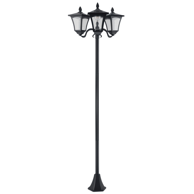 Outsunny 3-Solar Powered Lamp Post, IP44, 51.5Lx47Wx182.5H cm-Black - Aosom UK - image 1