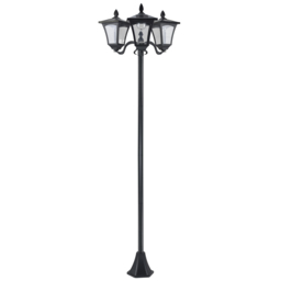 Outsunny 3-Solar Powered Lamp Post, IP44, 51.5Lx47Wx182.5H cm-Black - Aosom UK - thumbnail 1