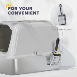 PawHut Extra Large Stainless Steel Litter Box, Enclosed Cat Litter Tray with Scoop, Deodorizer Bag, Front-Entry and Top-Exit - thumbnail 7