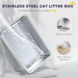 PawHut Extra Large Stainless Steel Litter Box, Enclosed Cat Litter Tray with Scoop, Deodorizer Bag, Front-Entry and Top-Exit - thumbnail 4