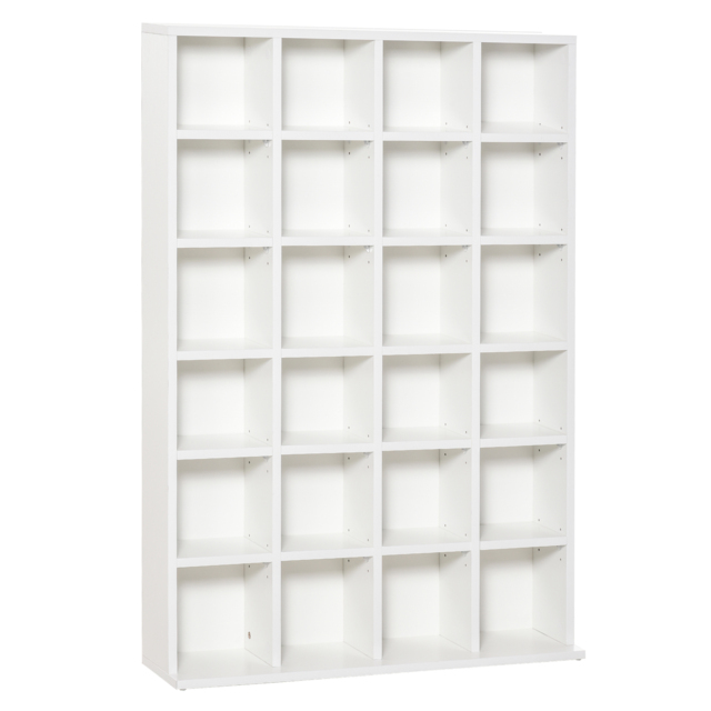 HOMCOM 480 CD / 312 DVD Storage Shelf Rack Media Storage Unit Shelves Racks Wooden Bookcase Display Unit with 4 Adjustable Shelves White - Aosom UK - image 1
