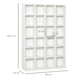 HOMCOM 480 CD / 312 DVD Storage Shelf Rack Media Storage Unit Shelves Racks Wooden Bookcase Display Unit with 4 Adjustable Shelves White - Aosom UK - thumbnail 3