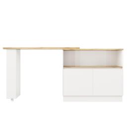 360° Rotating Bar Cabinet Table, Sliding Glass Doors, Open Shelves, Space-Saving Drinks Station for Dining Room, 90x120x100 cm, White - Aosom UK - thumbnail 2