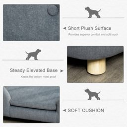 PawHut Pet Sofa, Modern Dog Bed & Puppy Lounge, with Wooden Frame & Washable Cushion, 70x47x30cm, Grey - thumbnail 5