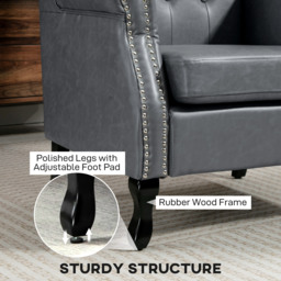 HOMCOM Wingback Accent Chair Tufted Chesterfield-style Armchair with Nail Head Trim for Living Room Bedroom Grey - thumbnail 6