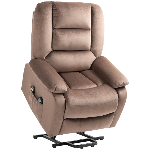 HOMCOM Electric Riser and Recliner Chair with Vibration Massage, Heat, Side Pocket, Brown - Aosom UK - image 1