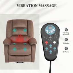 HOMCOM Electric Riser and Recliner Chair with Vibration Massage, Heat, Side Pocket, Brown - Aosom UK - thumbnail 5