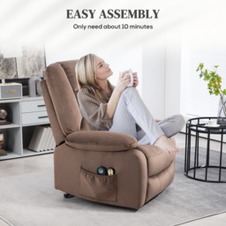 HOMCOM Electric Riser and Recliner Chair with Vibration Massage, Heat, Side Pocket, Brown - Aosom UK - thumbnail 6