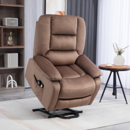 HOMCOM Electric Riser and Recliner Chair with Vibration Massage, Heat, Side Pocket, Brown - Aosom UK - thumbnail 2
