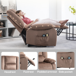 HOMCOM Electric Riser and Recliner Chair with Vibration Massage, Heat, Side Pocket, Brown - Aosom UK - thumbnail 9
