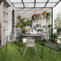 Outsunny 70cm PE Rattan Outdoor Dining Table, Patio Table with Wood-plastic Composite Top for Balcony, Garden, Grey - thumbnail 7