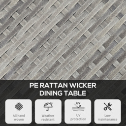 Outsunny 70cm PE Rattan Outdoor Dining Table, Patio Table with Wood-plastic Composite Top for Balcony, Garden, Grey - thumbnail 4