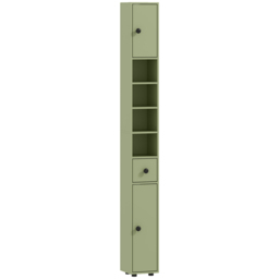 kleankin 180cm Slim Bathroom Cabinet, with Drawer, Shelves and Cupboards - Green - thumbnail 1