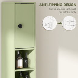 kleankin 180cm Slim Bathroom Cabinet, with Drawer, Shelves and Cupboards - Green - thumbnail 5