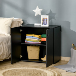 HOMCOM Wooden Storage Cabinet, Two Shelves Sideboard, Freestanding Kitchen Cupboard, Bookcase for Living Space, Black - Aosom UK - thumbnail 7