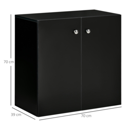 HOMCOM Wooden Storage Cabinet, Two Shelves Sideboard, Freestanding Kitchen Cupboard, Bookcase for Living Space, Black - Aosom UK - thumbnail 3