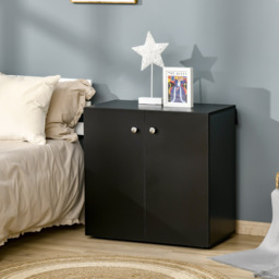 HOMCOM Wooden Storage Cabinet, Two Shelves Sideboard, Freestanding Kitchen Cupboard, Bookcase for Living Space, Black - Aosom UK - thumbnail 2