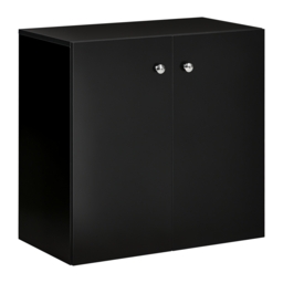 HOMCOM Wooden Storage Cabinet, Two Shelves Sideboard, Freestanding Kitchen Cupboard, Bookcase for Living Space, Black - Aosom UK - thumbnail 1