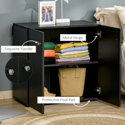 HOMCOM Wooden Storage Cabinet, Two Shelves Sideboard, Freestanding Kitchen Cupboard, Bookcase for Living Space, Black - Aosom UK - thumbnail 6