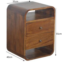 100% Solid Mango Wood Bedside Cabinet with 2 Smooth‑Gliding Drawers, 2 Open Slots, Table for Organised Storage, 35L x 40W x 55H cm, Brown - Aosom UK - thumbnail 3