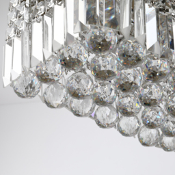 HOMCOM Modern Crystal Ceiling Light Square Crystal Chandelier for Living Room, Dining Room, Hall, E14 Base, Silver, 80 x 25 x 23cm - Aosom UK - thumbnail 9
